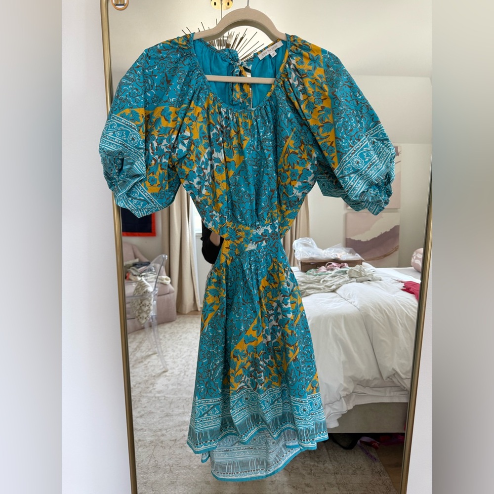 Blue & Yellow Patterned Mini Dress - Picture 2 of 6